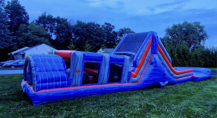 Blue Rush Obstacle Course with pool